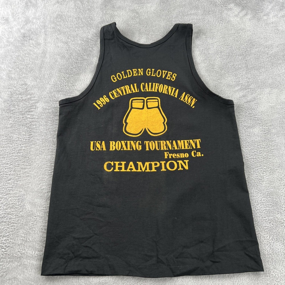 Vtg 1996 Golden Gloves Boxing Tank Top M Black Anvil USA Single Stitch Union 701